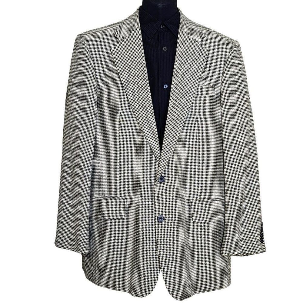 Vintage Oscar De La Renta Silk/Wool Blend Blazer Suit Coat Herringbone Size 42L